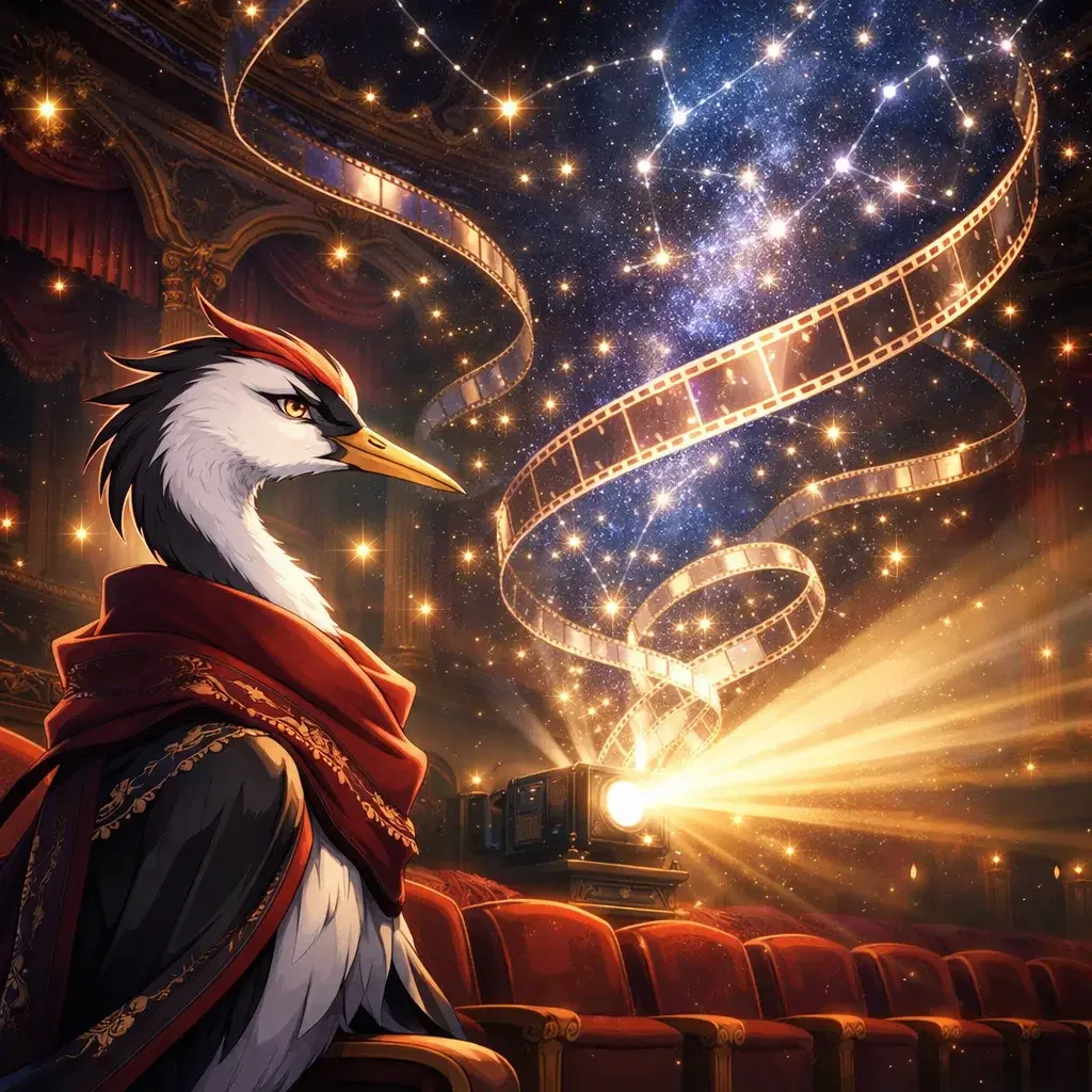 The Cinema Snob — Otaku Den persona archetype card art. TV is fine. Film is art.