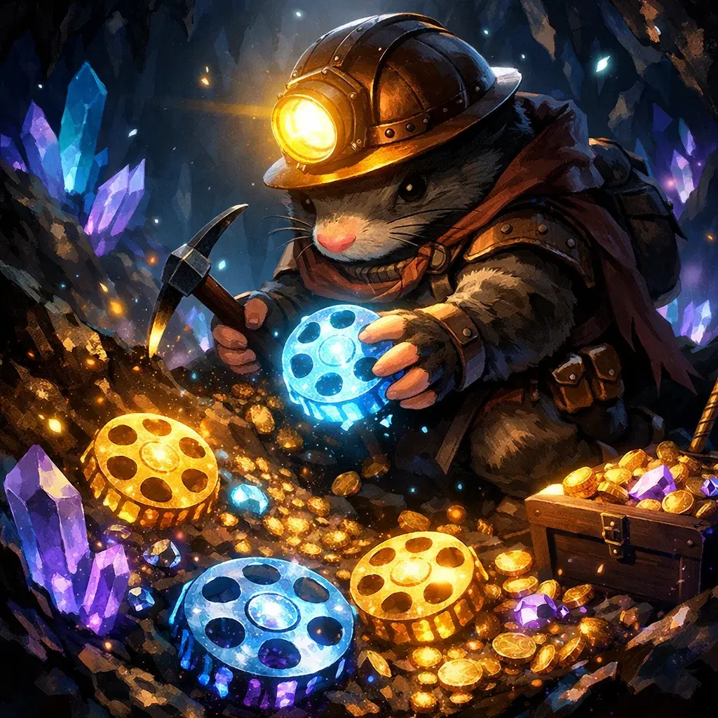 The Gem Miner — Otaku Den persona archetype card art. You've never heard of my favorite anime. That's the point.