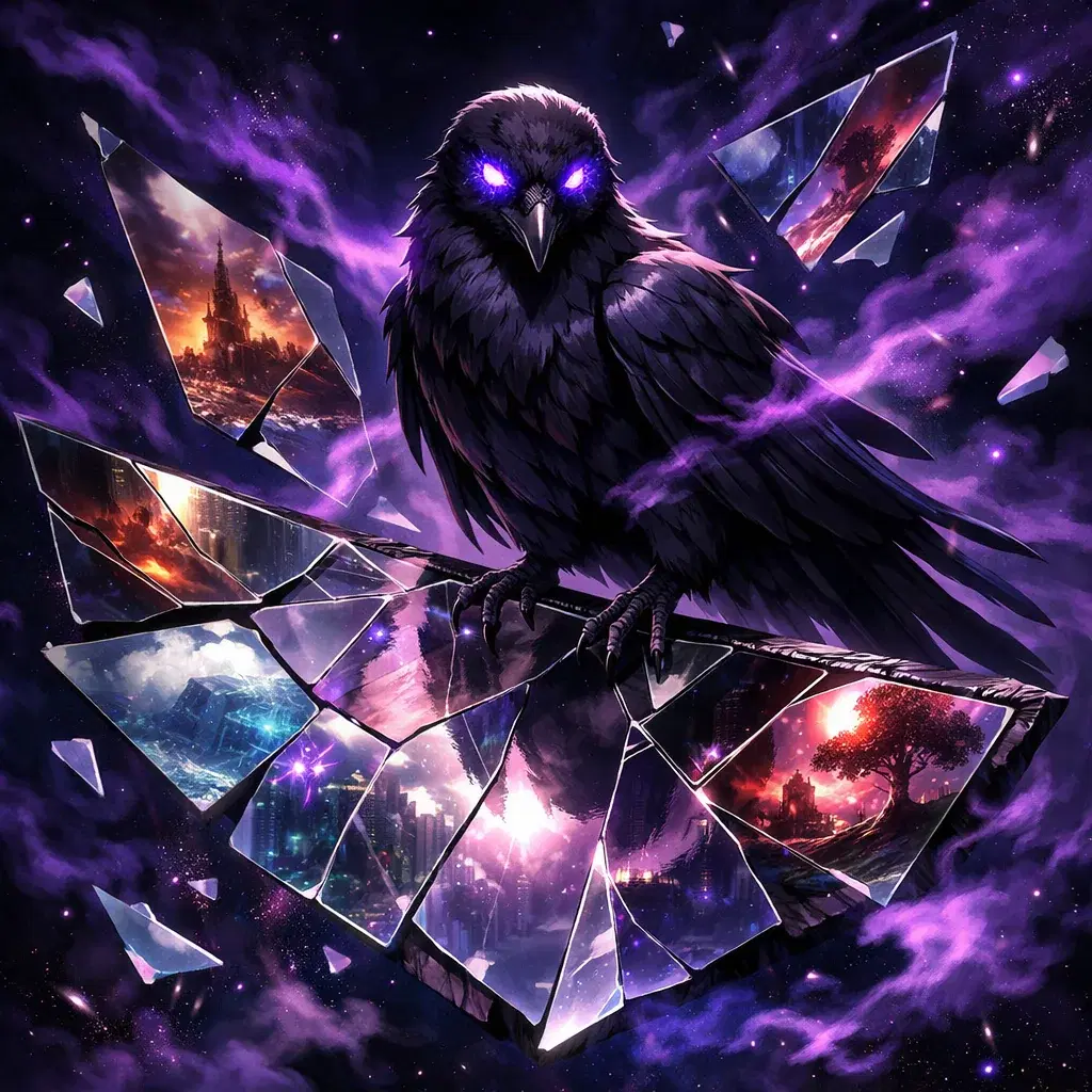 The Void Gazer — Otaku Den persona archetype card art. Watches trauma for fun. Is doing fine, thanks.